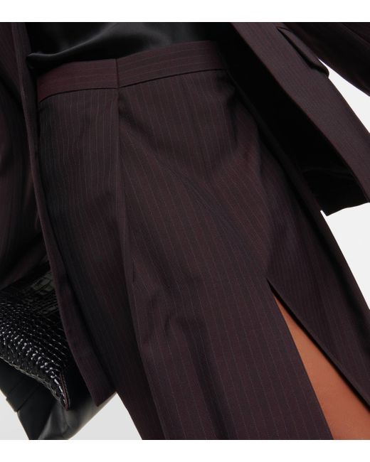 Victoria Beckham Purple Herringbone Chalk Stripe Midi Skirt