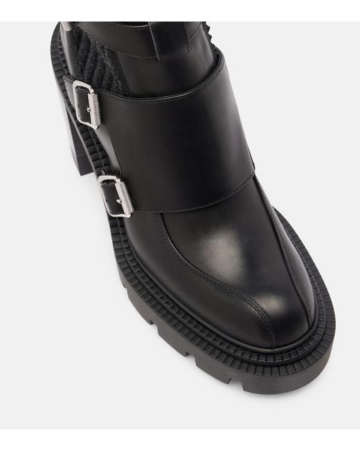 Christian Louboutin Black Cortinetta College 100 Ribbed-Knit Trimmed Leather Ankle Boots
