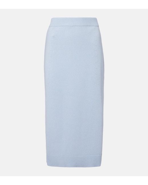 Jupe Crayon Midi En Laine Et Cachemire Carolina Herrera en coloris Blue