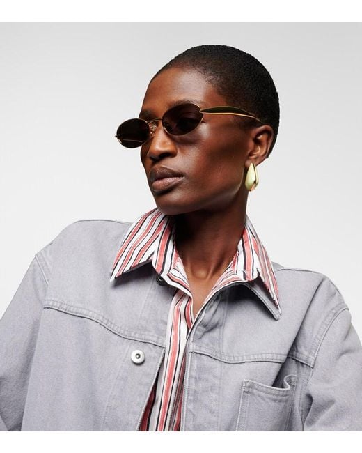 Bottega Veneta Brown Sardine Oval Sunglasses