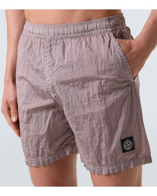 Stone Island Pink Compass Swim Trunks for men