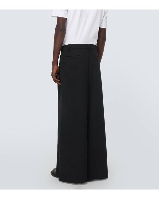 Valentino Black Wool Grisaille Wide-leg Pants for men