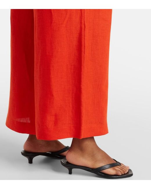 Eres Red Select Linen Wide-Leg Pants