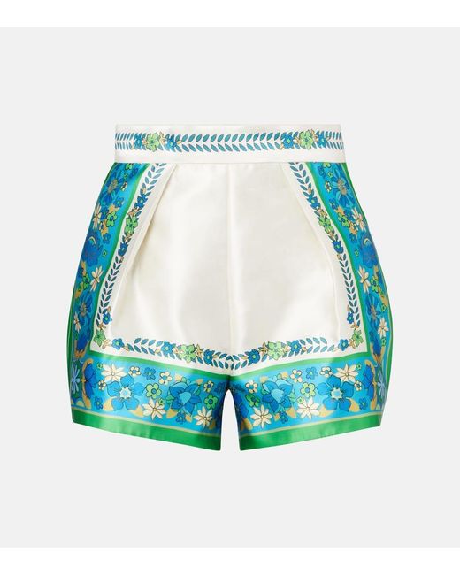 ALÉMAIS Blue Vivianna Printed High-Rise Shorts