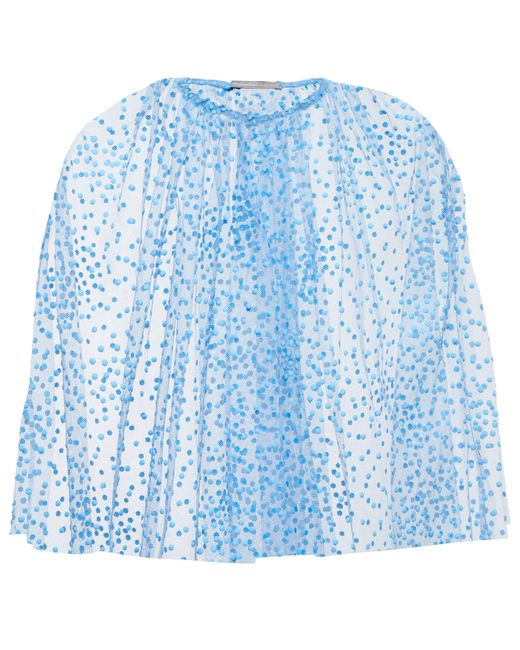 Womens Clothing Coats Capes Monique Lhuillier Polka-dot Tulle Cape in Blue 