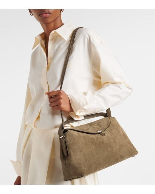 Totême  Brown Tote T-Lock Aus Veloursleder