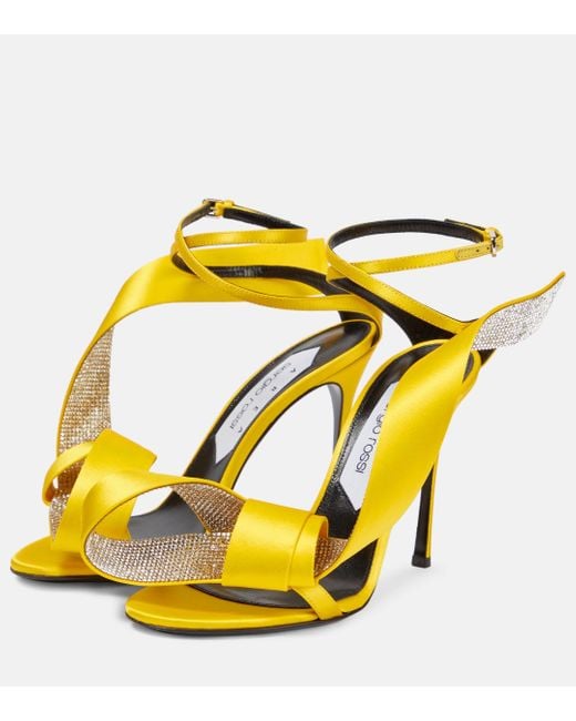 Area Yellow X Sergio Rossi Marquise Embellished Satin Sandals