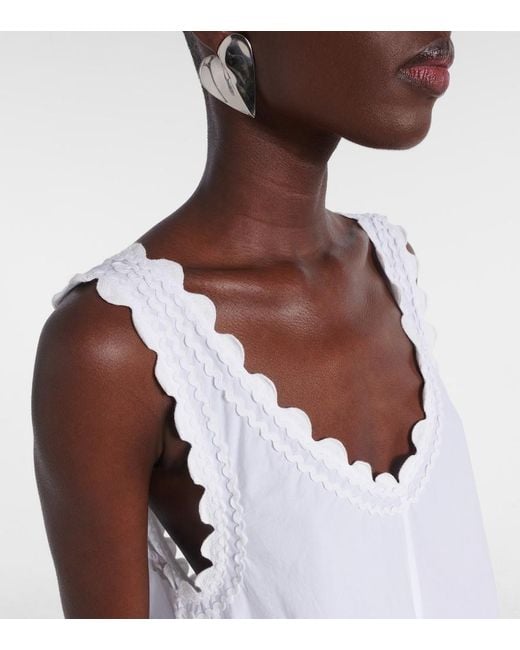 Juliet Dunn White Embroidered Cotton Poplin Minidress