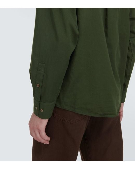Camisa de mezcla de algodon y saten Lemaire de hombre de color Green