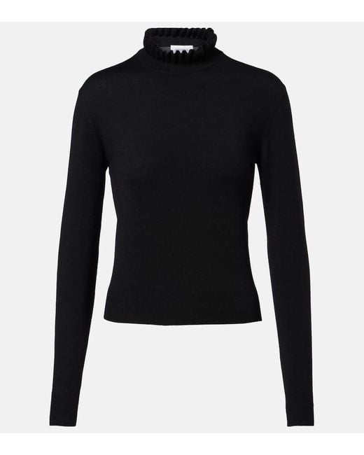 Alexander McQueen Black Scalloped Wool-Blend Sweater
