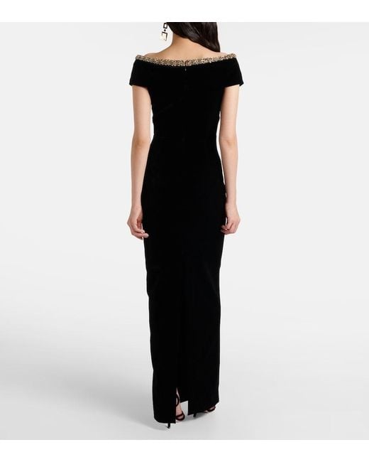 Roland Mouret Black Embellished Velvet Gown