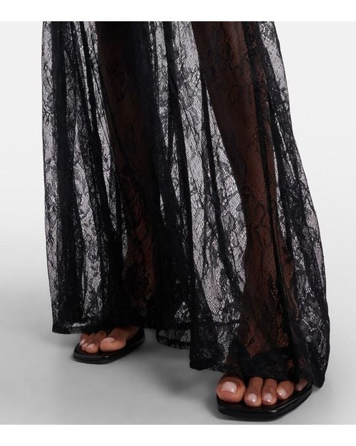 Adriana Degreas White Sheer Open-Back Lace Maxi Dress