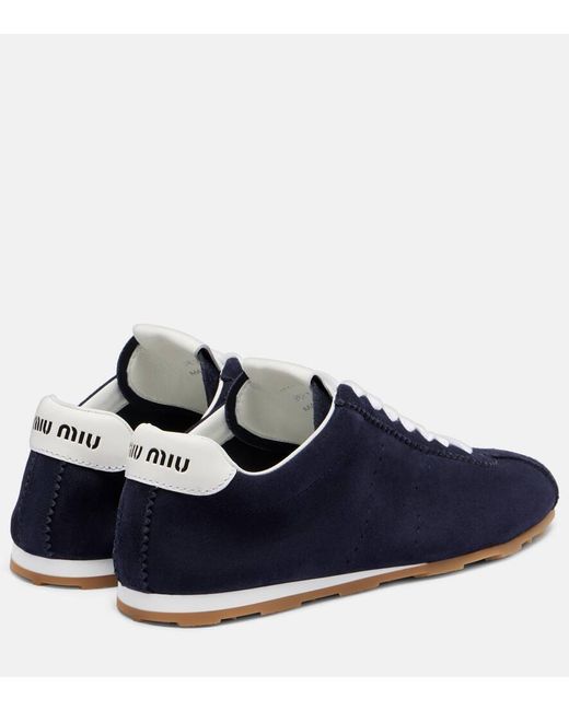 Miu Miu Blue Sneakers Plume Aus Veloursleder