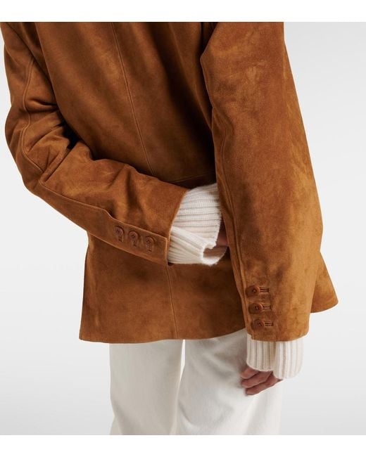 Staud Brown Corrine Single-Breasted Suede Jacket