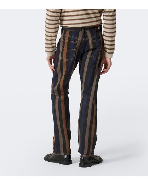 Jeans Rectos A Rayas Versace de hombre de color Gray