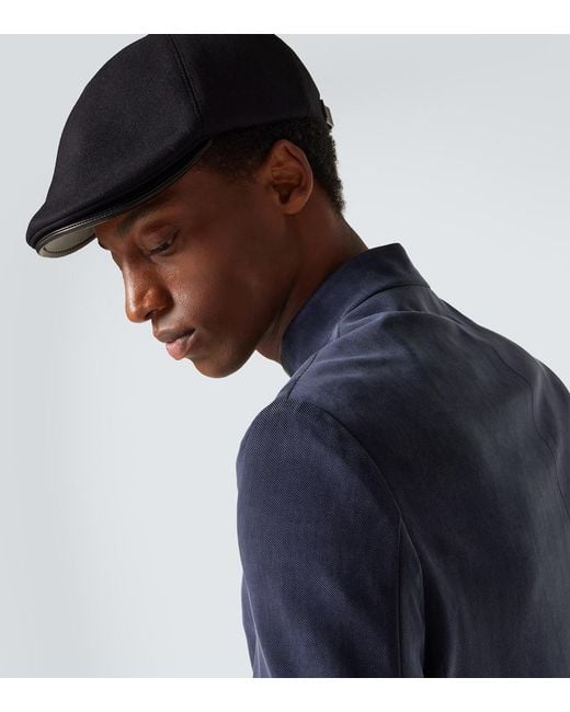 Giorgio Armani Black Wool And Cashmere-Blend Flat Cap for men