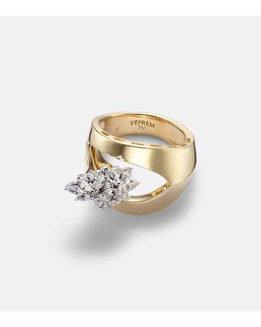 YEPREM Metallic Ring Golden Strada Aus 18Kt Gelbgold Mit Diamanten