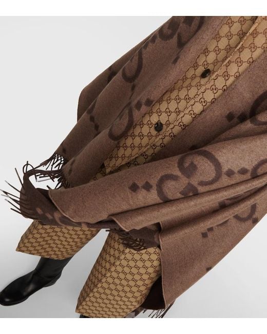 Mantella Jumbo reversibile beige/marrone in cashmere di Gucci in Brown