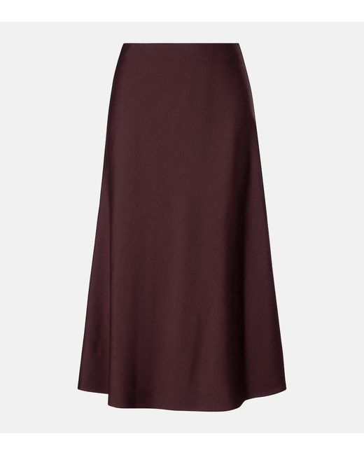 Brunello Cucinelli Purple Wool-Blend Midi Skirt