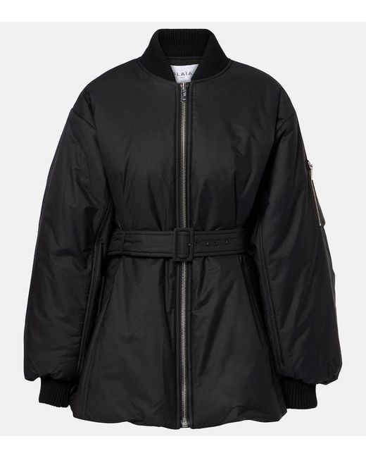 Alaïa Black Belted Cotton-Blend Bomber Jacket