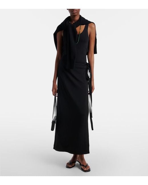 Totême Black Jersey Wrap Skirt