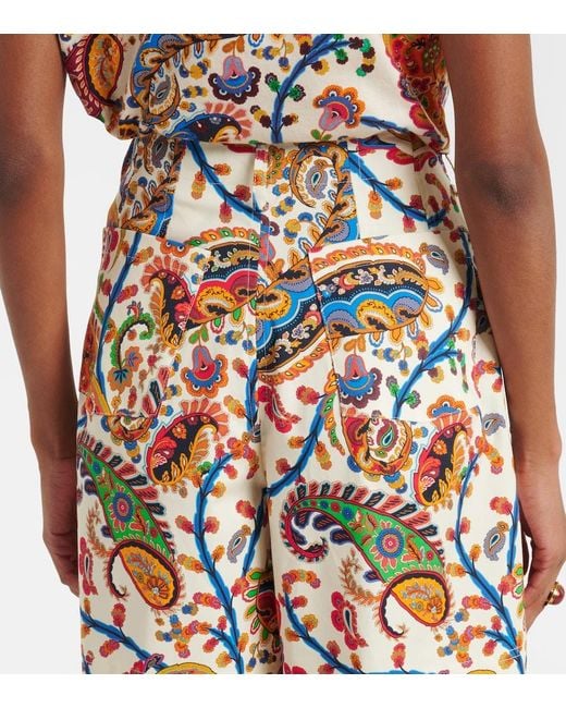 Etro Red Cotton-Blend Jacquard Bermuda Shorts