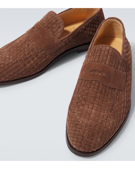 Brunello Cucinelli Brown Suede Loafer With Interwined Motif for men