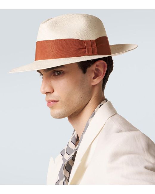 Frescobol Carioca White Rafael Straw Fedora for men