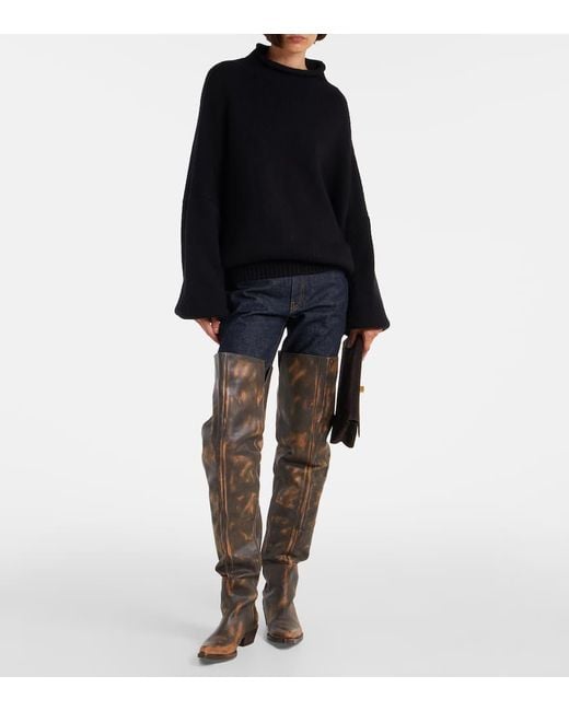Khaite Blue Danielle High-Rise Straight Jeans