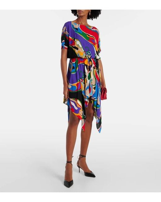 Emilio Pucci White Orchidee Asymmetric Minidress