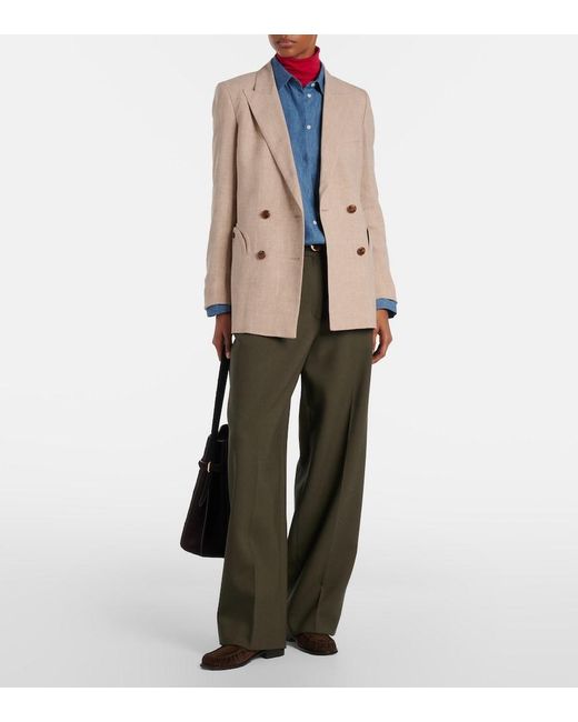 Blazé Milano Natural Everyday Double-Breasted Linen And Wool Blazer