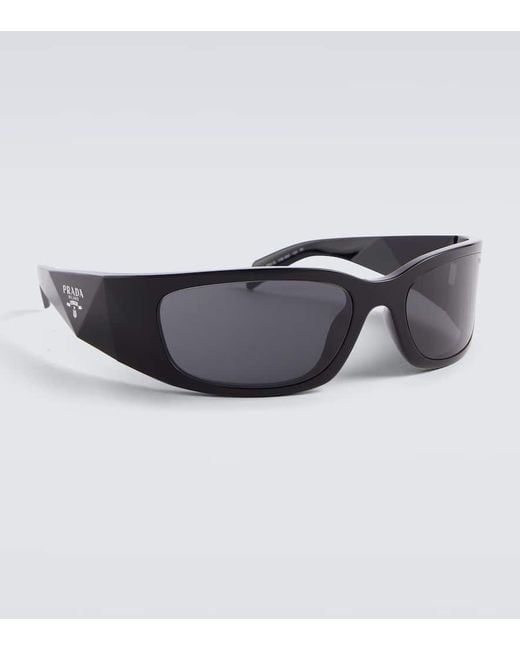 Prada Gray Symbole Rectangular Sunglasses for men