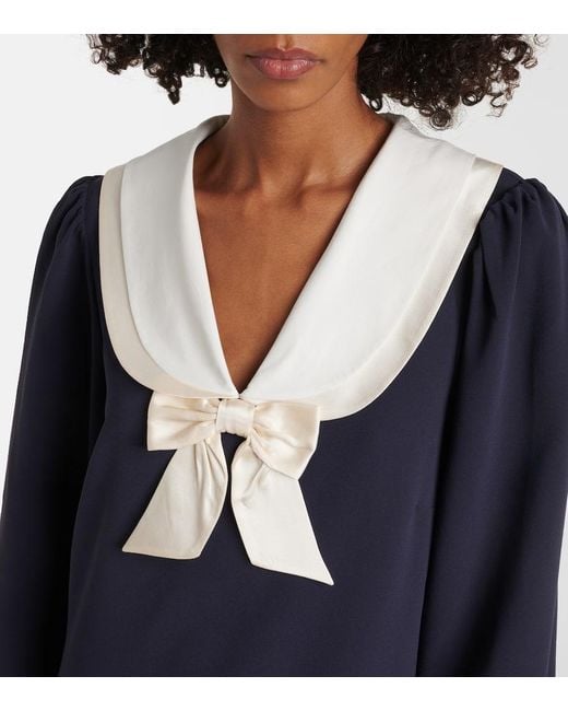 Rixo Blue Halina Bow-Detail Minidress