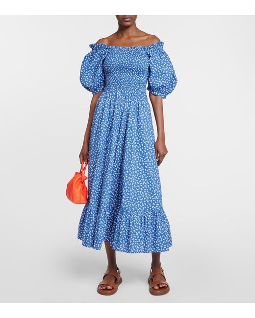 Polo Ralph Lauren Blue Floral Cotton Maxi Dress