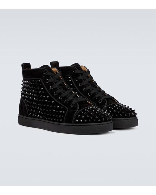 Christian Louboutin Black Louis Orlato Suede High-Top Sneakers for men