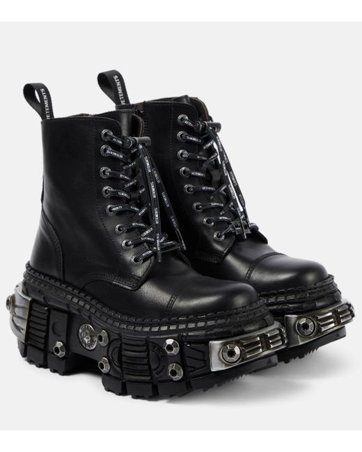 Vetements Black Destroyer Leather Combat Boots
