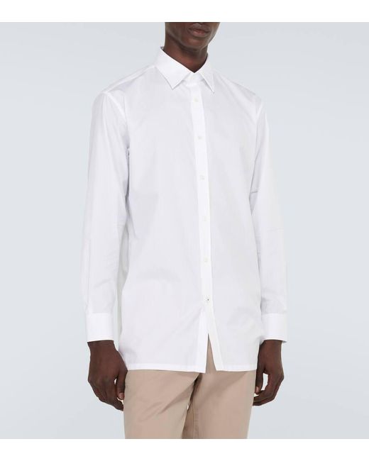 Camisa Oxford De Popelin De Algodon Loro Piana de hombre de color White