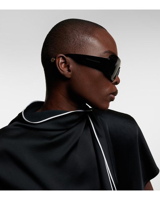 Stella McCartney Gray Logo Flat-Top Sunglasses