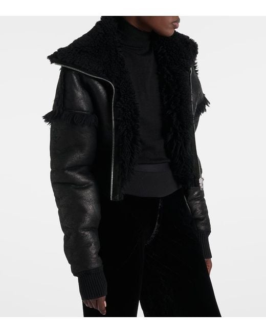 Veste Flight Raccourcie En Cuir Rick Owens en coloris Black