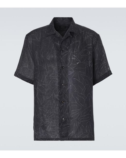 Brioni Black Printed Linen Shirt for men