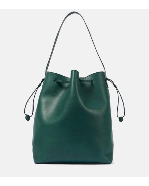 The Row Green Belvedere Leather Bucket Bag