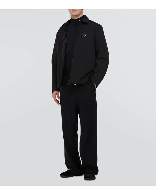 Mocassini in velluto con logo di Prada in Black da Uomo