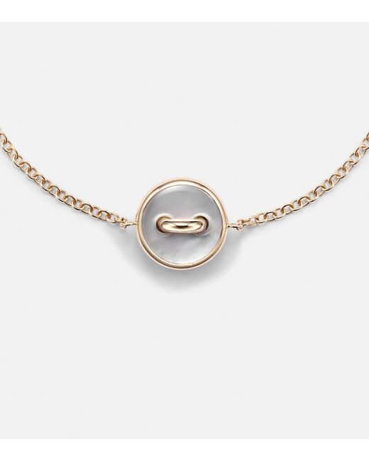 Pomellato Metallic Pom Pom Dot 18Kt Rose Chain Bracelet With Diamonds And Mother Of Pearl