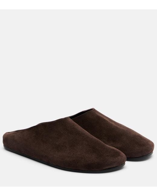 The Row Brown Hudson Suede Mules