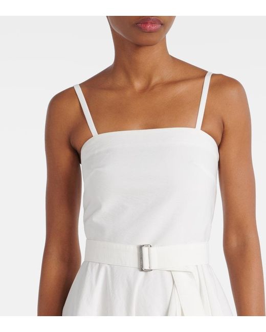 Brunello Cucinelli White Cotton-Blend Midi Dress