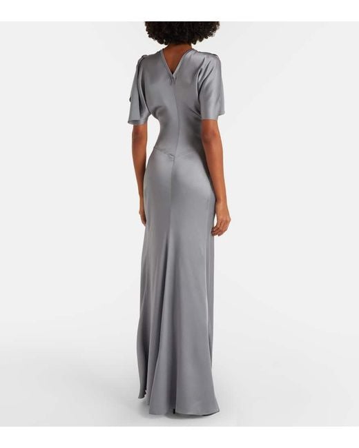 Victoria Beckham Gray Isabella Gathered Satin Gown