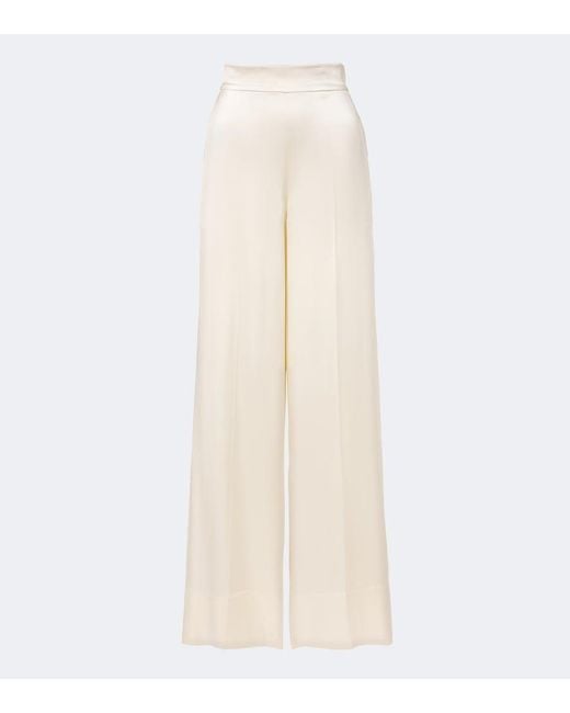 Joseph White Dijon Silk Satin Wide-Leg Pants