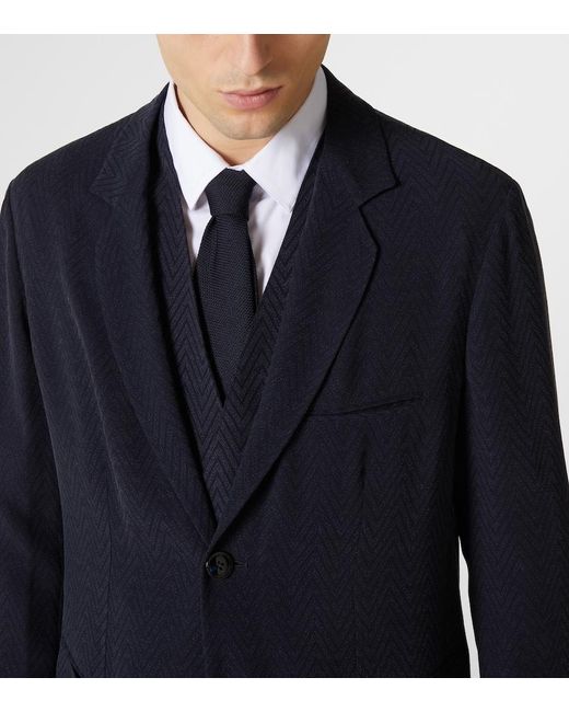 Giorgio Armani Blue Chevron Jacquard Blazer for men