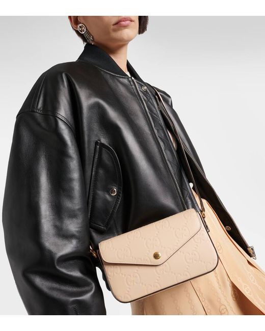 Gucci Natural GG Super Mini Leather Shoulder Bag