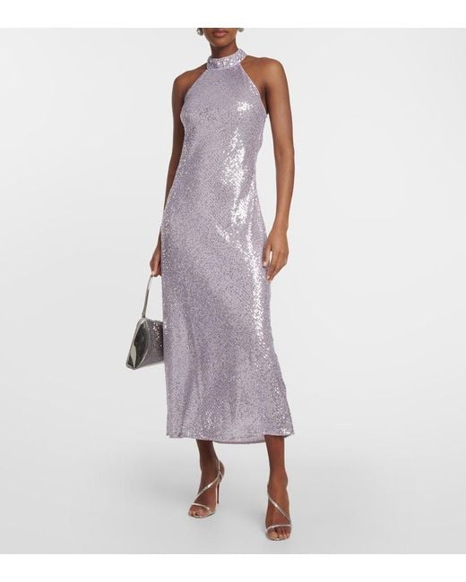 Vestido Largo Zuri Con Cuello Halter Rixo de color White